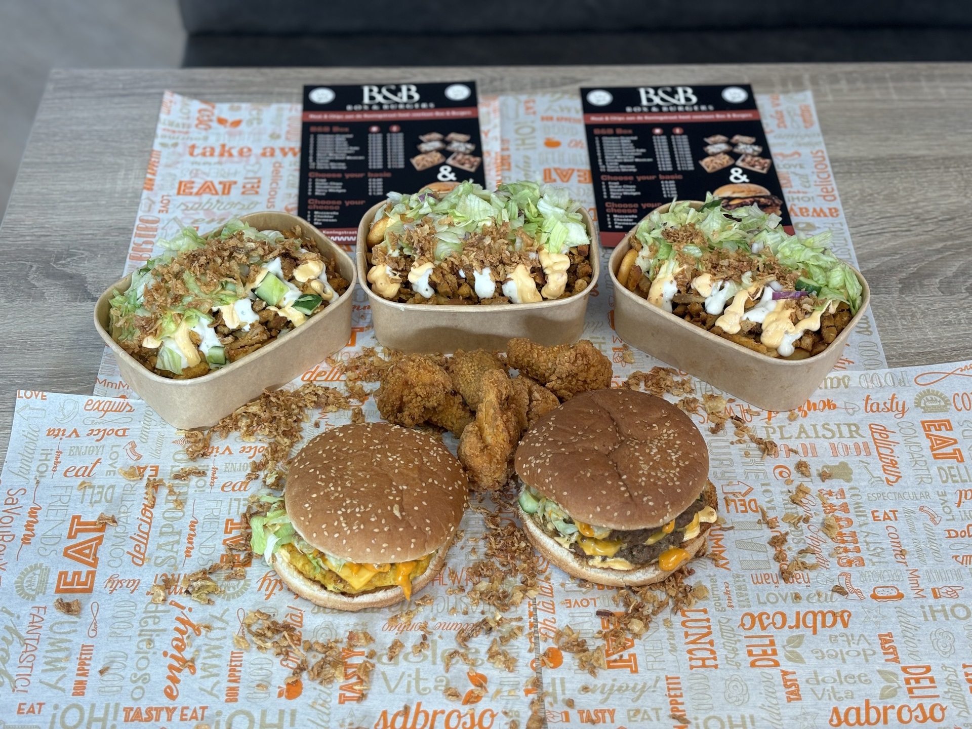 Chicken Oriental | Chicken BBQ | Chicken Spicy | Chicken Garlic | Chicken Sweet Sate | Chicken Tandoori | Beef Mexican | Chicken Beef Mexican | Lamb | Spicy Shrimp | Garlic Shrimp | Friet | Dollar Chips | Steakhouse | Spicy Wedges | Rice | Wraps | Beef Burger | Cheeseburger | Spicy Cheeseburger | Double Beef Burger | Double Spicy Cheeseburger | Beef Mexican burger | Chicken Burger | Spicy Chicken Burger | Chicken Sweet Sate Burger | Crispy Chicken Burger | Smash Burger | Hotwings | Buffalo Wings | BBQ Wings | Spicy Wings | Chilly Cheese Nuggets | Crispy Chicken Nuggets | Tenders | Chicken Loempia | Box & Burgers | Box and Burgers | Box & Burgers Koningstraat | Box and Burgers Koningstraat | Meat & Chips | Meat and Chips | Meat & Chips Koningstraat | Meat and Chips Koningstraat